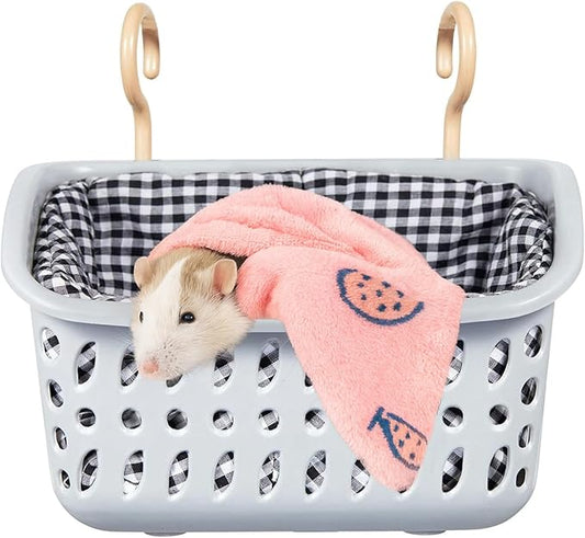 JWShang Rat Hammock for Cage, Chew Proof Hanging Basket Bed with Sturdy Hooks, Pet Cage Accessories, Safe Cozy Small Animal Rodent Hammock for Sugar Glider Mice Snuggling Sleeping