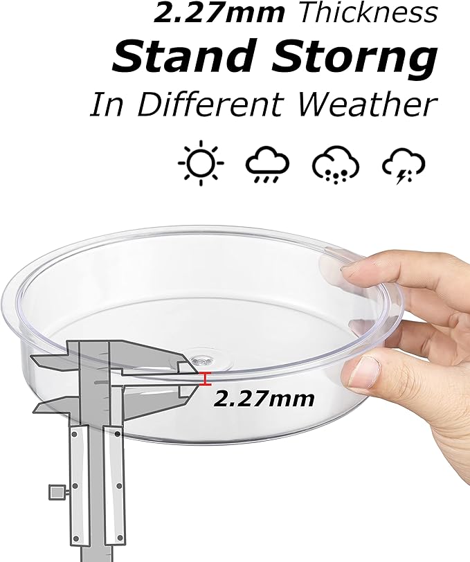 iBorn Plastic Bird Bath Bowl for Outside on Ground,Bird Water Dish Repalcement,Indoor/Outdoor Ground Bowl 6.78inch,2 Pack