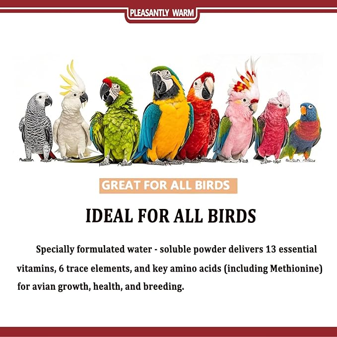 Bird Vitamins & Minerals Supplement – 5oz-Complete Nutrition for Parrots, Cockatiels & Small Birds
