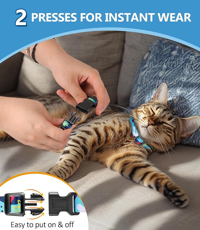 Halypet Cat Harness and Leash Set, Escape Proof [3 in 1 Adjustable & Lightweight] Cat Harness, Safe Kitten Harness for Large Cats Soft Comfortable, Easy to Wear, Walking Outdoor Travel, Medium