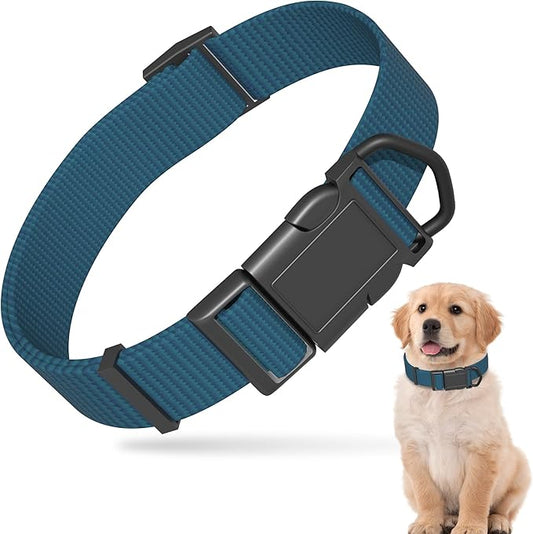 Blue Dog Collar for Large Dog, Breathable, Anti-Odor & Soft, Comfortable for Sensitive Skin Puppies, 90% Bamboo Rayon, Adjustable Quick-Release Buckle Pet Collar for Large Breeds