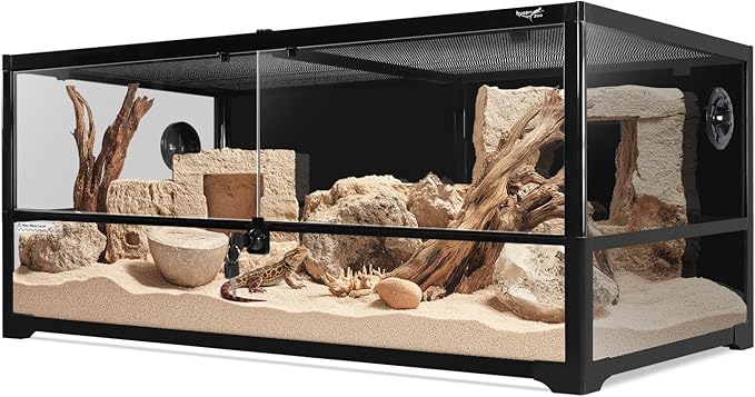 Glass Reptile Terrarium 18" x 18"x 48"Front Opening Chameleon Cage ull View Glass Terrarium Tank with Double Hinge Door for Reptiles Amphibians, Bearded Dragon Gecko Lizard Snake