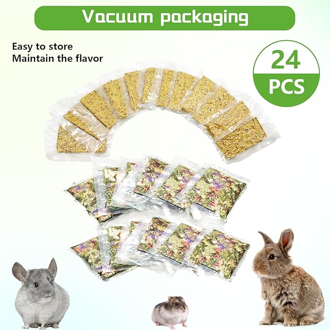 Hamiledyi Rabbit Chew Toys 24 Pieces Guinea Pig Chew Toys for Teeth Natural Grinding Teeth for Chinchilla Bunny Hamster Gerbil Rat Small Animals