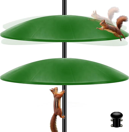 19" Extra Large Squirrel Baffle for Bird Feeder Pole,Squirrel Proof for Shepherd's Hook Outdoors, Extra Large Rain Guard for Outside Bird Feeder Pole Mount (Green) 2 Pack