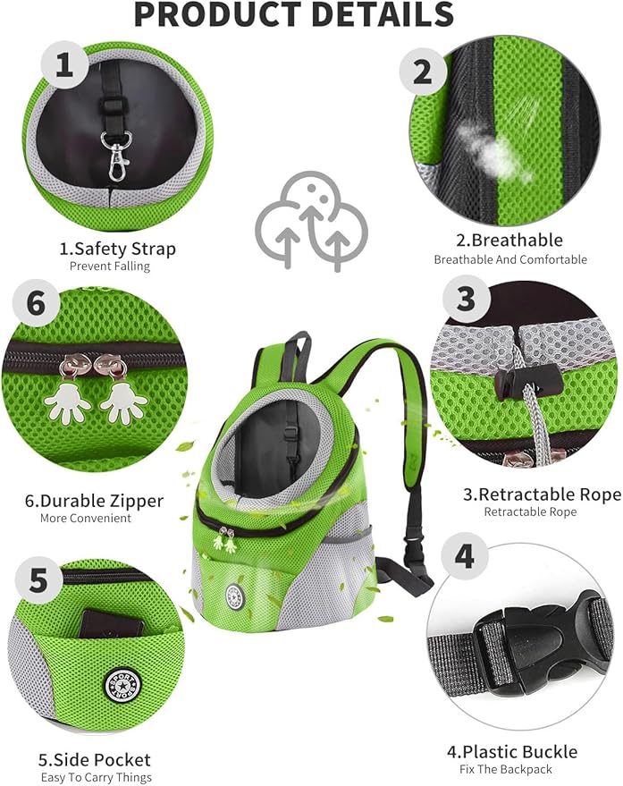 Pet Carrier Backpack,Breathable Dog Backpack Carrier with Adjustable Straps,Side Storage Pockets,Dog Head-Out Backpacks with Safety Belt,Puppy Front and Back Carriers for Small Dogs Cats