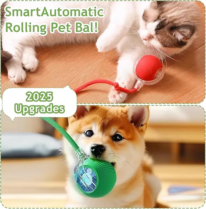 Interactive Cat Toys Balls for Indoor Cats, 2025 New Motion Activated Cat Balls with 360° Smart Automatic Rolling Moving for Bored Kitten Pet Cats Dogs (3 Colors)