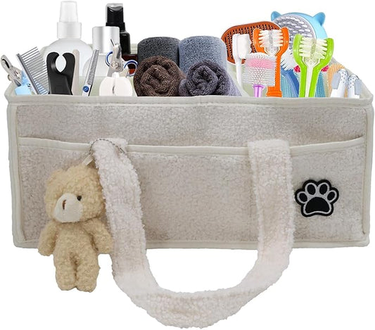 Pet Grooming Tote Bag,Large Capacity Dog Grooming Bag with Sturdy Handles,Multiple Compartments Dogs Travel for Supplies,Portable Pet Tote Organizer for Dogs,Cat Trimmer,Clipper,Combo,Brush