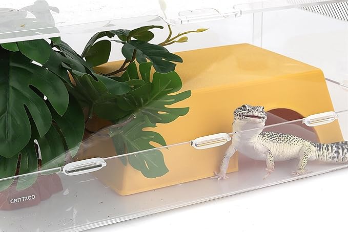 Snake Hide, Leopard Gecko Tank Accessories for Reptile Ball Python Crested Gecko Lizard Bearded Dragon - YellowHideXL