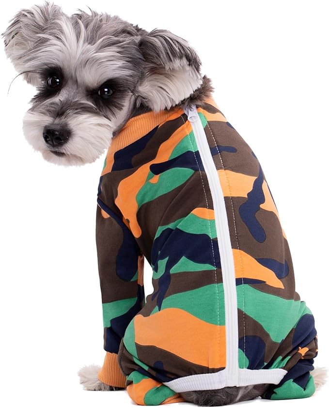 Camo Dog Recovery Suit Female Male For Small Medium Dogs,Dog Surgical Recovery Suite Bodysuit After Surgery Zipper On Back Puppy Cat Long Sleeve Onesies Bodysuit After Surgery Wound Protective