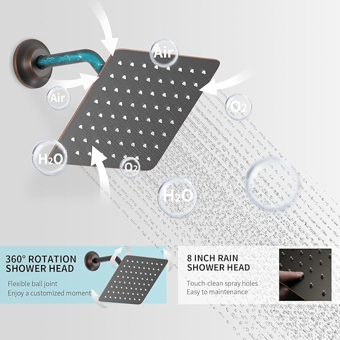 Oil Rubbed Bronze Shower System Digital Display Shower Set with Handheld Spray, 12 inch Ceiling Mounted Shower Head and 8 inch Wall Mounted Shower Head