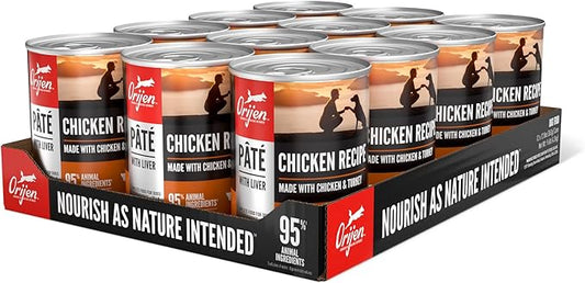 ORIJEN Pate Wet Dog Food Chicken Recipe with Liver 12.8oz Cans (12 Count)