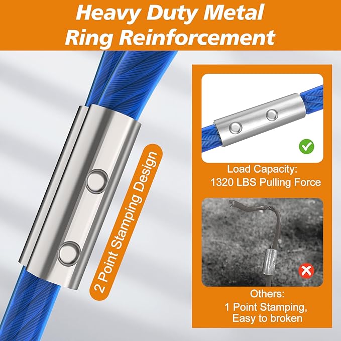 Tresbro 20 FT Dog Tie Out Cable with Spring, Shock Absorbing Tether Chains for Outside Aavilable in 10/15/20/25/30/40/50/70/100/120 FT, Heavy Duty Leads for Yard for Medium & Large Dogs Up to 500 LBS