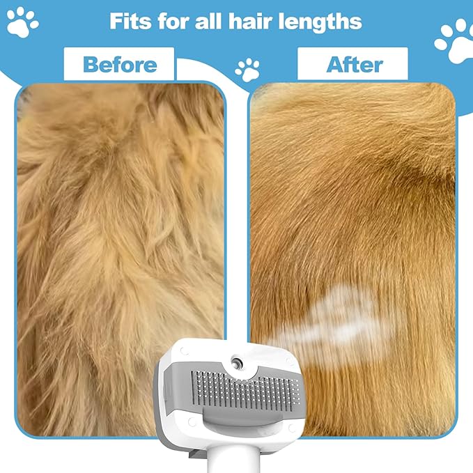 3 in 1 Pet Steam Brush for Dogs & Cats – Self Cleaning, Hair Removal Comb Steam for Shedding & Grooming for Long & Short Haired Pets,Includes Pet Essence