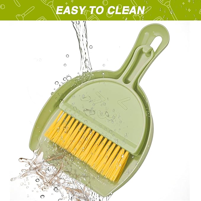 RYPET Pet Cage Cleaning Tool-Small Broom and Dustpan Set, Mini Dustpan and Whisk Brush Set for Guinea Pig Chinchilla Hamster Ferret Hedgehog Rabbit Reptile, Cage Cleaner for Small Animal Waste Green