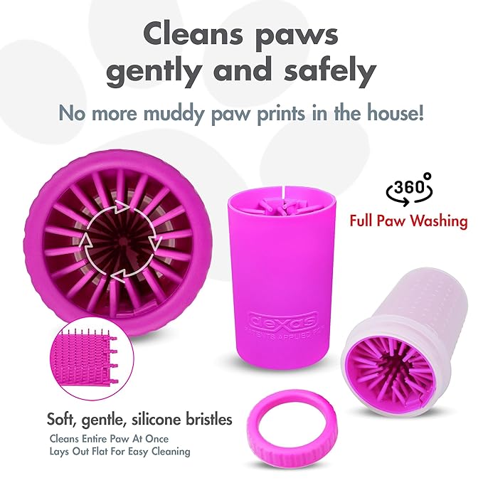 Dexas MudBuster Portable Dog Paw Washer/Paw Cleaner, Medium, Fuchsia