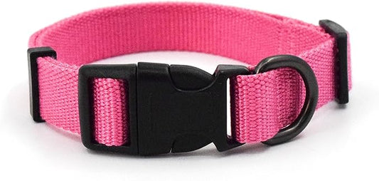 Rose Pink Dog Collar for Medium Size Dog, Breathable, Anti-Odor & Soft, Comfortable for Sensitive Skin Puppies, 90% Bamboo Rayon, Adjustable Quick-Release Buckle Pet Collar for Medium Breeds