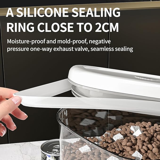 Vacuum Sealed Pet Food Storage Container - 6L/12L Airtight Bucket for Cat & Dog Food, Also for Rice & Grains, Pest-Proof (12L)