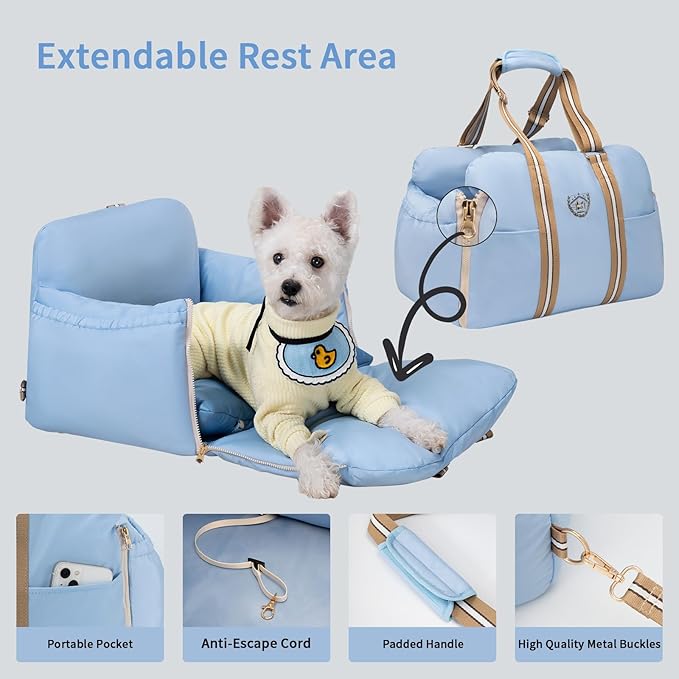 Dog Car Seat for Small Dogs - Dog Booster Seat for Car with Storage Pockets, WaterproofPet Travel Carrier Bed Up to 20lbs