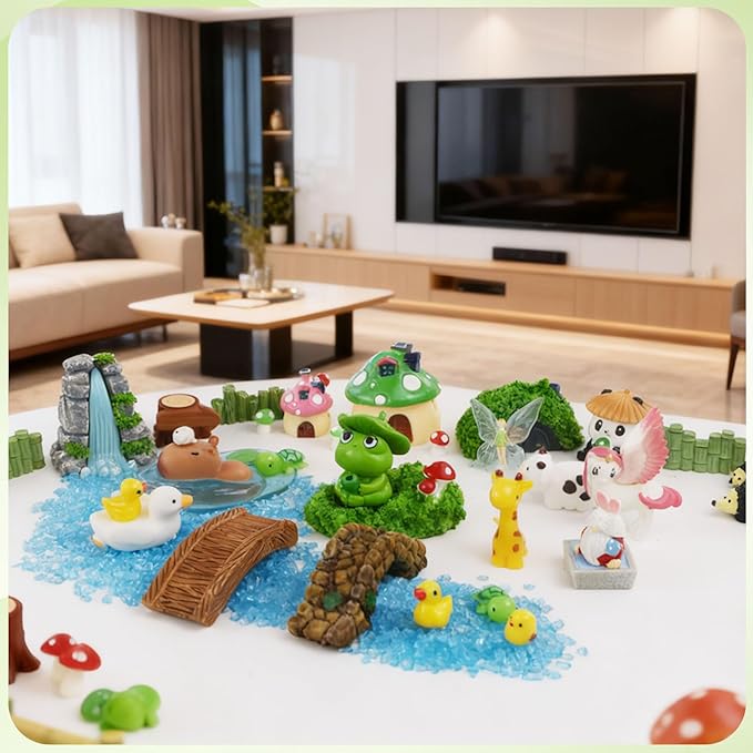 82 Pcs Fairy Garden Accessories Kit - Miniature Figurines, Resin Mushrooms, Elves, Animals, Bridges & Decor for DIY Terrarium, Dollhouse, Succulent Pots, Indoor/Outdoor Craft