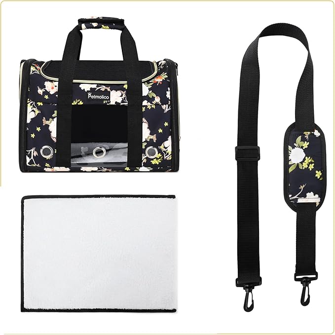 Petmolico Cat Carrier Soft-Sided Pet Bag for Small Medium Cats Puppies 16LBs - Airline Approved Pet Travel Carrier 3 Open Doors (Medium,Mixed Yellow)