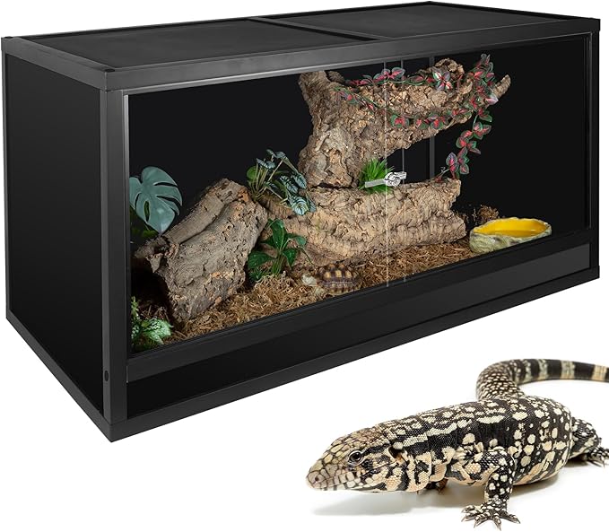 REPTI ZOO Reptile Enclosure 48x24x24 inch, 4x2x2 120 Gallon Bearded Dragon Tank, Reptile Terrarium for Ball Python Snake Gecko Turtle, Light Weight Wooden Habitat Cage