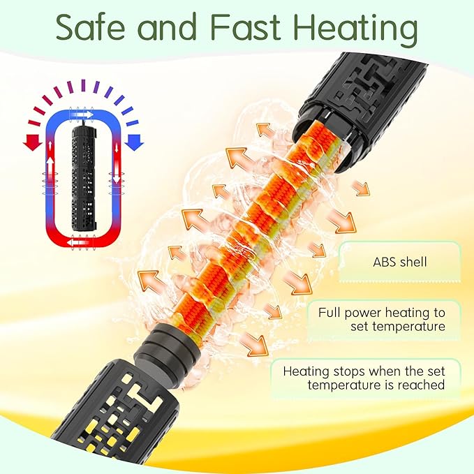 AQQA Fish Tank Heater,Aquarium Heater 50W 150W 250W 400W 500W 800W for 3-220 Gal,Set Temperature 59℉-93℉ Temperature Accuracy,Out of Water or High Temperature Automatic Power Off (50W to 3-10 gal)