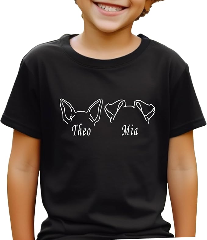 Custom Dog Mom Shirt for Women Pet Ears Sweatshirt with Name Unique Puppy Line Art Cute Dad Hoodie for DogDad Owner Lover