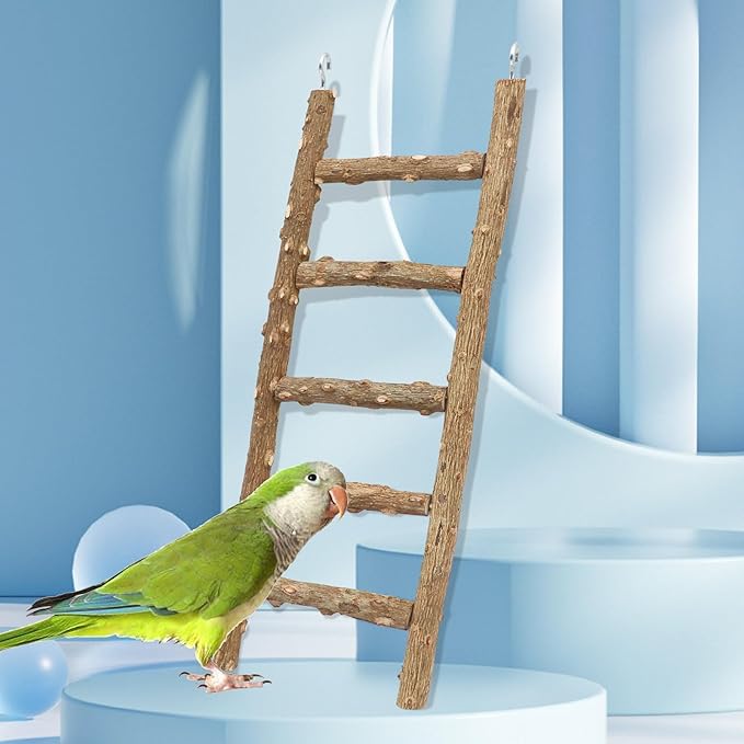 Natural Pepper Wood Parrot Ladder - Bird Climbing & Chewing Toy, Cage Accessory for Parrots, Parakeets, Cockatiels