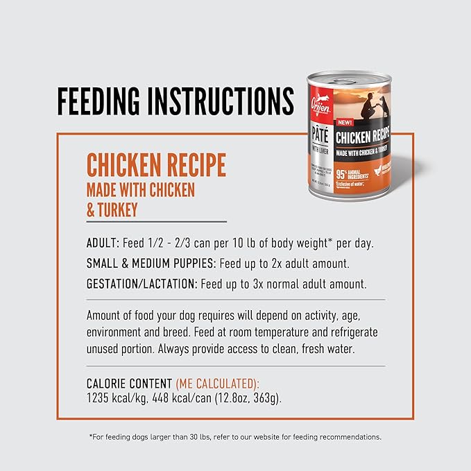 ORIJEN Pate Wet Dog Food Chicken Recipe with Liver 12.8oz Cans (12 Count)