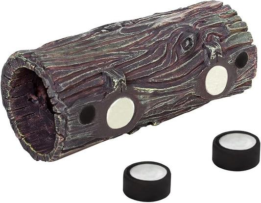 REPTIZOO Magnetic Reptile Hide Cave Resin Hollow Tree Trunk Hideout, Gecko Hide with Strong Magnetic Climbing Toy Reptile Tank Accessories for Crested Gecko,Lizard, Terrarium Decor