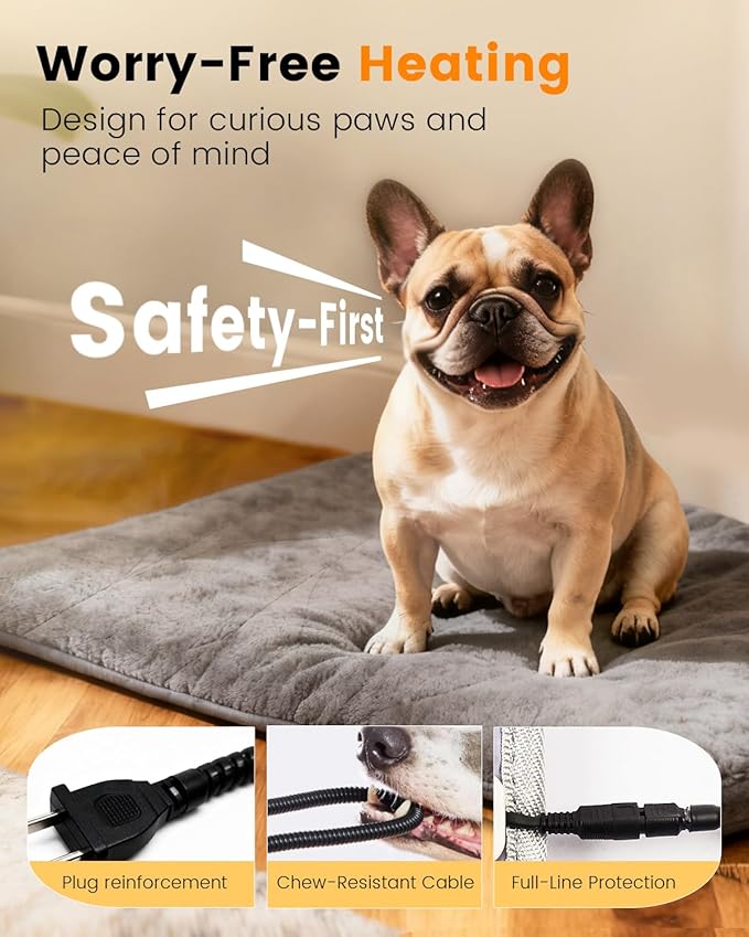 Mora Pets Pet Heating Pad Heated Dog Bed 9 Adjustable Temperature Cat Warming Mat with Timer Auto Power Off Heated Pet Bed 35 Inch for Large Dogs and Muti Cats Indoor