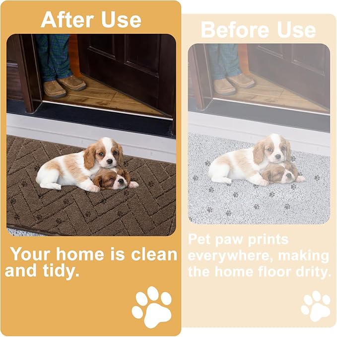 Tindbea Dog Mat for Muddy Paws,Absorbs Moisture Dirt Non-Slip Washable Mud Mat for Dogs,Soft Rubber Backing Front Inside Pet Rug for Entryway, Mud Dog Paws, Patio(20"x48",Beige)