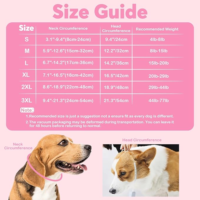 IDOMIK Dog Recovery Collar, Waterproof Soft Dog Cone After Surgery, Comfy Protective Elizabethan Collar Alternative for Dogs Cats, Adjustable Pet Neck Donut Cone Anti-Licking Biting Wounds,RoseRed,3XL