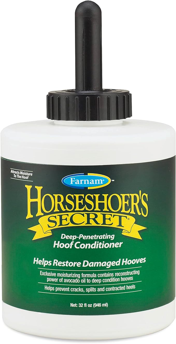 Farnam Horseshoer's Secret Deep-Penetrating Hoof Oil for Horses, Conditions Dry Hooves and Prevents Cracks, Splits and Contracted Heels, Contains Avocado Oil, 32 Oz.