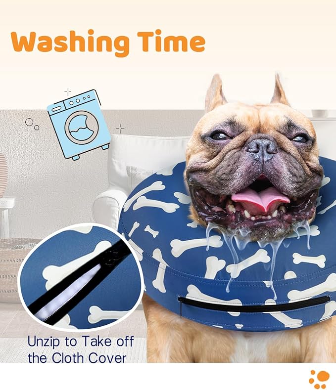 Supet Inflatable Dog Cone Collar Alternative After Surgery, Dog Neck Donut Collar Recovery E Collar, Soft Pet Cone for Small Medium Large Dogs