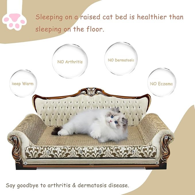 Luxury Cardboard Cat Scratcher Sofa Bed, Couch Shaped Scratching Board, Scratch Lounge with Catnip, Scratcher for Indoor Cats Large Grey