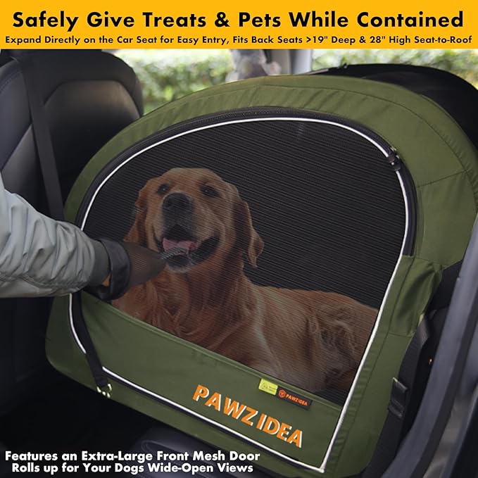 PAWZIDEA Large Dog Stroller with Detachable Carrier, Portable Dog Crate for Car Travel, Multiple Pet Strollers for Medium Dogs up to 80lbs, Adjustable Handle, All-Terrain 9” Wheels, Storage Organizer