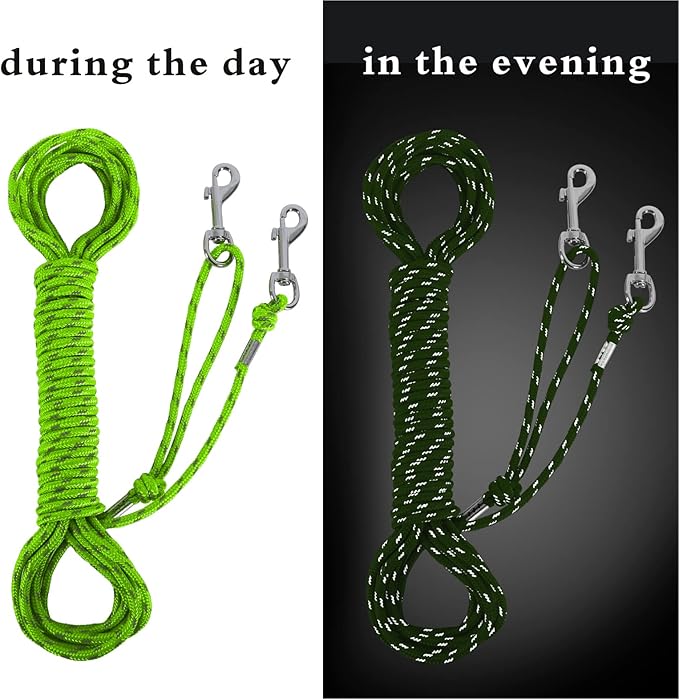 Reflective Cat Leash -15FT Cat Cable Out Escape Proof Walking Leads Yard Long Durable Safe Leash Traning Play Outdoor for Puppies/Kittens/Small Animals(Green)