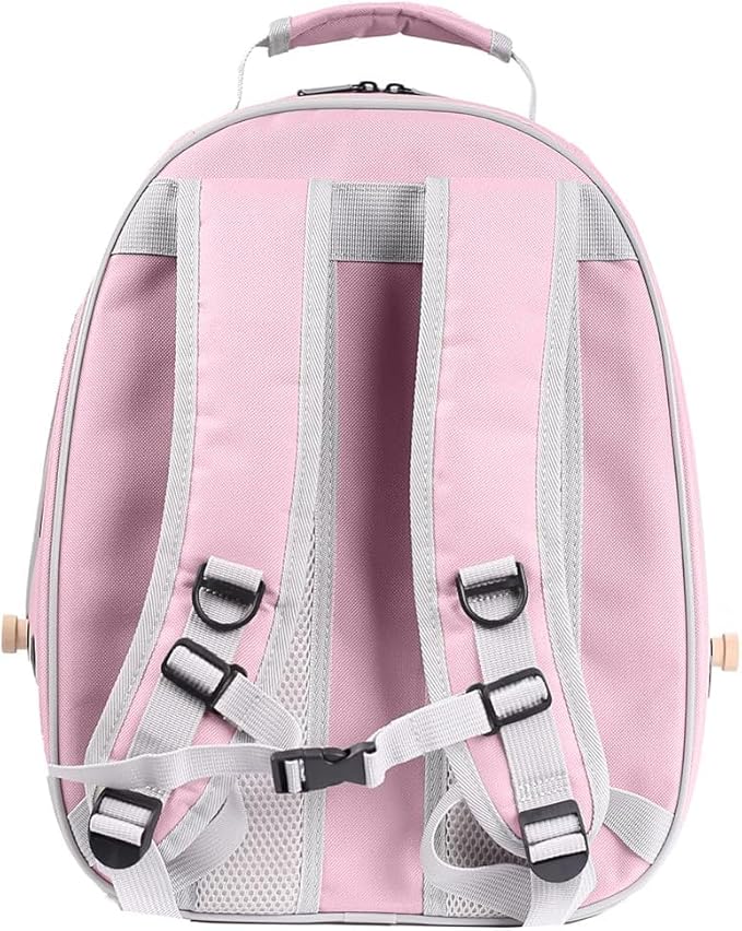 Bird Travel Backpack Carrier, Clear Bubble Window Transport Backpack for Birds, Space Capsule Astronaut Liked Vet Carry Book Bag for Parakeet Parrot (Pink, Multi Vents)