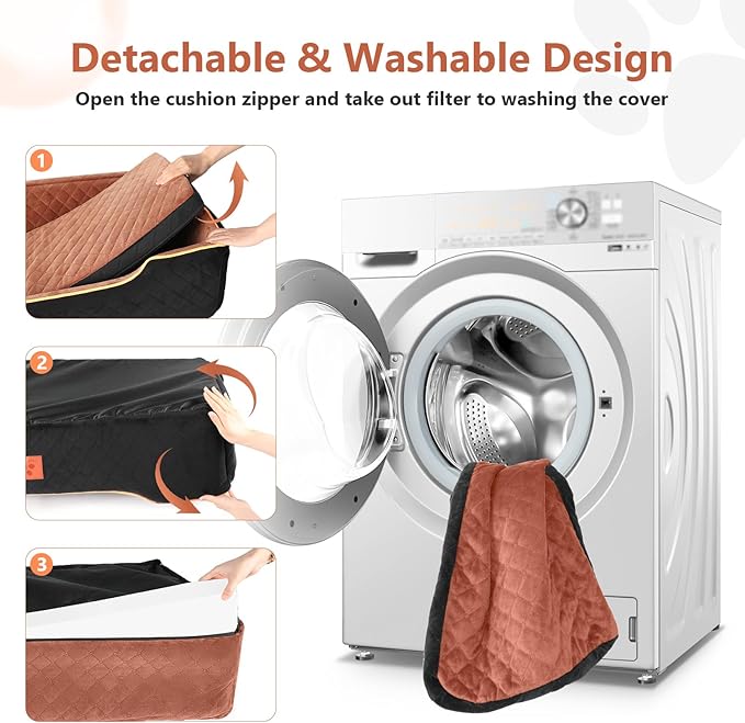 GL GLENSLAVE Dog Car Seat for Large/Medium Dogs, Comfortable Dog Car Booster for Back Seat, Fully Detachable & Washable Pet Travel Bed with Storage Pockets,2 Safety Belts