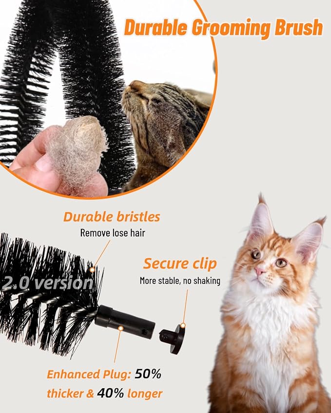 Happi N Pets Cat Self Groomer, Arch Grooming Brush wtih Heavy Duty Woven Sisal Pad, Rubbing Post & Catnip Toy, Cat Face Scratchers Body Massager, Cat Scratchers for Indoor Cats, Black