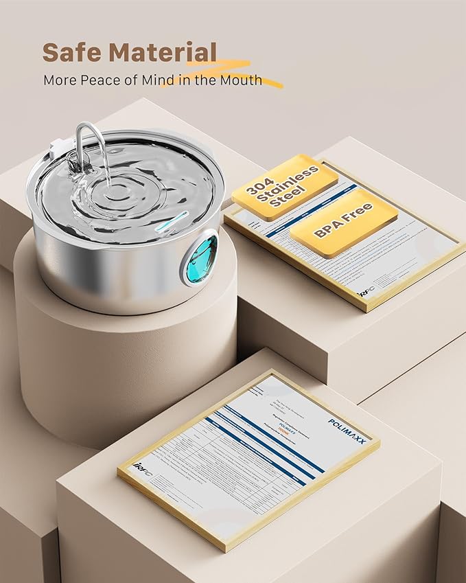 Dog Water Fountain for Large Dogs: 7L/236oz/1.8G Dog Fountain Stainless Steel - Big Cat Drinking Fountain Indoor - Super Quiet Water Fountain for Dogs Inside - for Large Dog Cats & Multi-Pet Home