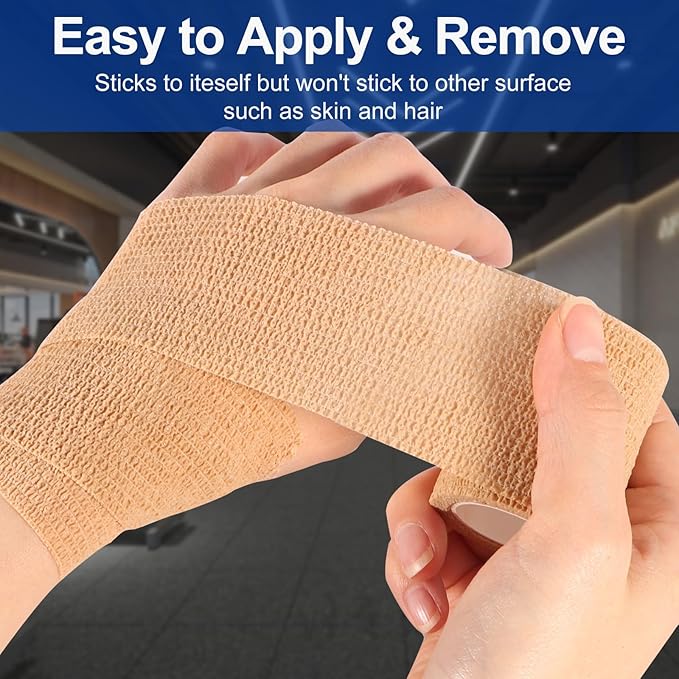 LDIWEE 24 Pack Self Adhesive Bandage Wrap, 2" X 5 Yards Cohesive Bandage Wrap Medical Tape Elastic Vet Wrap Grip Tape for First Aid, Sports, Ankle, Wrist Sprains, Dog
