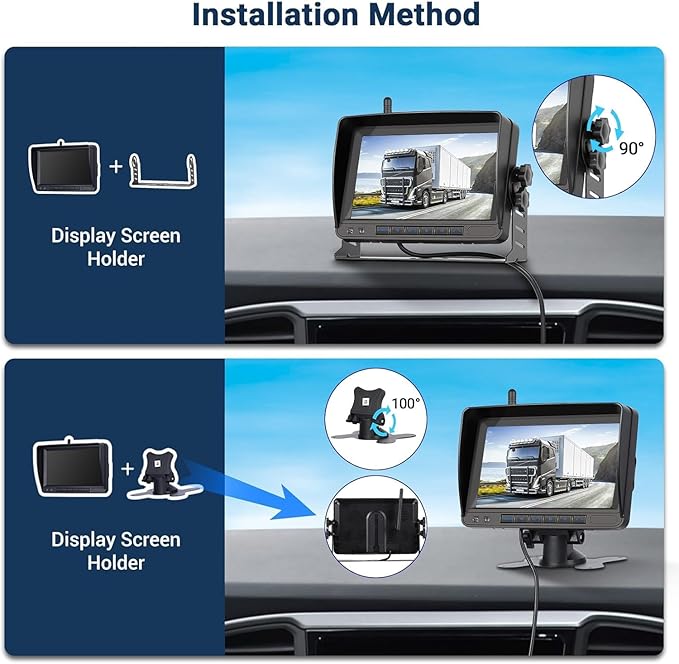 Hikity Wireless Backup Camera Trucks -7 Inch HD 1080P Rear View Camera Monitor Kit, IP68 Waterproof, 320ft Stable Signal, Wide Angle, Night Version, Plug and Play Monitor System for Car, RVs, SUVs