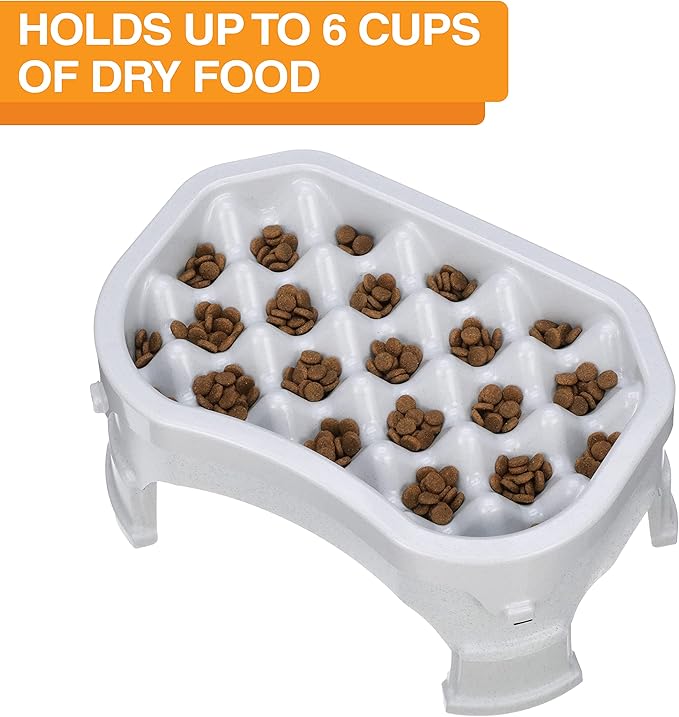 Neater Pet Brands – Neater Raised Slow Feeder Dog Bowl – Elevated and Adjustable Food Height - (6 Cup, Vanilla Bean)
