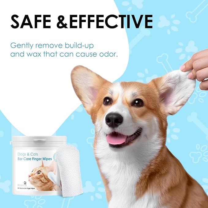 Mooncat Waterless Cat Grooming Bundle – No Rinse Foam Shampoo (5oz) + Cat Ear Cleaning Finger Wipes (40ct) | Licking Safe, pH Balanced, Dry Bath for Sensitive Cats, Removes Ear Wax & Dirt, Daily Pet H