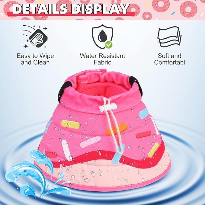 KOOLTAIL Cat Cone Collar Soft, Cat Recovery Collar After Surgery, Adjustable Comfortable Lightweight Cat Neck Cone to Stop Licking, Foldable Donut Water Resistant Pet Cone for Small Large Kitten PinkS