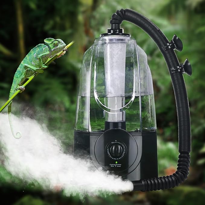 Coospider 3.8L Reptile Fogger Mister, Quiet Reptile Humidifier for Reptiles Tank, Terrarium Humidifiers with Extended Tube, Automatic Reptile Misting System for Reptiles Amphibians Herps Vivarium