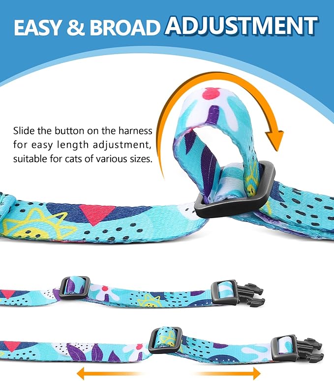 Halypet Cat Harness and Leash Set, Escape Proof [3 in 1 Adjustable & Lightweight] Cat Harness, Safe Kitten Harness for Cats Soft Comfortable, Easy to Wear, Walking Outdoor Travel, Small