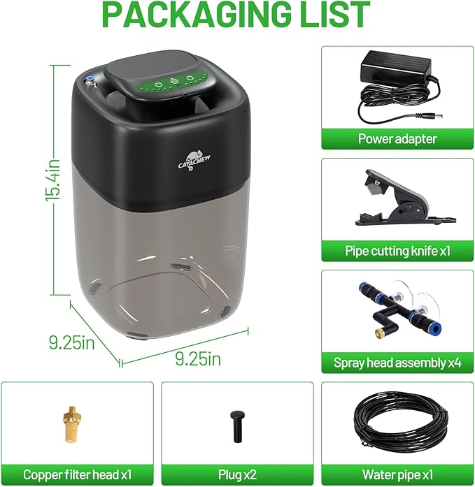 10L Reptile Mister with 4pcs Nozzles, High Pressure Reptile Mister System with Timer, Automatic Mister Fogger for Reptile Tank, Adjustable Terrarium Misting Humidifier for Reptiles/Amphibians